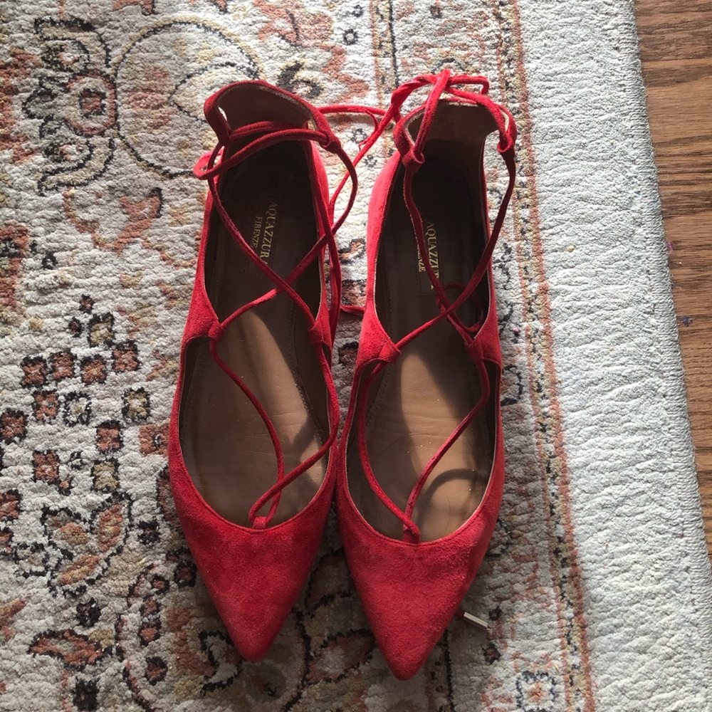 Aquazzura christy suede lace-up flats 38